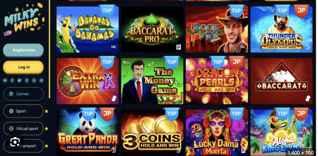 Image of Milky Wins casino website